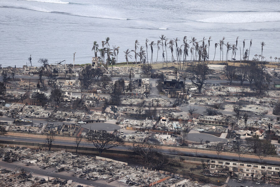 Вид на&nbsp;город Лахайна, почти полностью уничтоженный лесными пожарами, Гавайские острова, 10&nbsp;августа 2023&nbsp;года
