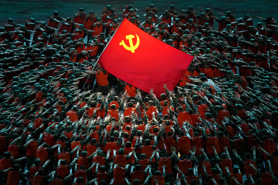 Actuación durante el centenario del Partido Comunista Chino (PCCh) en el centro de Beijing, el 28 de junio de 2021