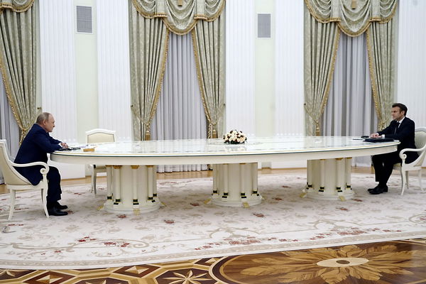 Президент РФ Владимир Путин и президент Франции Эммануэль Макрон во время встречи в&nbsp;Кремле, 7&nbsp;февраля 2022&nbsp;года
