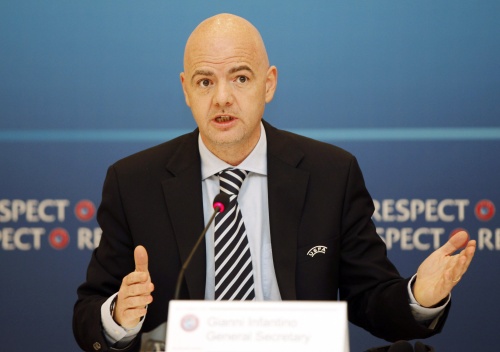 Генеральный секретарь Джанни Инфантино после исполкома УЕФА