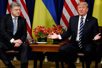 Президент Украины Петр Порошенко и президент США Дональд Трамп во время встречи, 21 сентября 2017 года