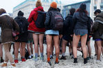 Участники флешмоба «День без штанов» в центре Берлина