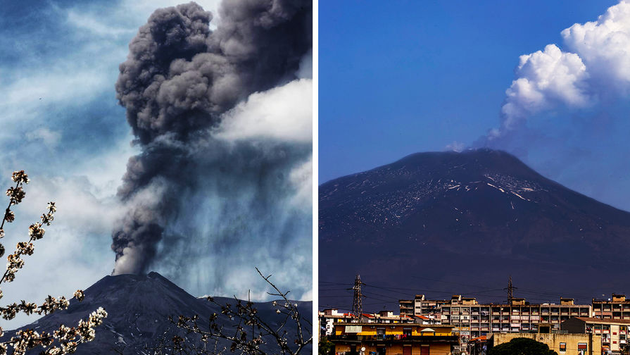 Вид на&nbsp;вулкан Этна на&nbsp;Сицилии, 19 апреля 2020 года