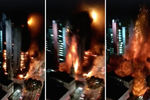 Момент обрушения здания в бразильском Сан-Паулу после пожара, 1 мая 2018 года. Коллаж из кадров видео