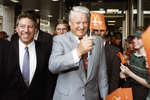 Russian President Boris Yeltsin at the opening ceremony of the second McDonald's restaurant on Gazetny Lane in Moscow, 1993