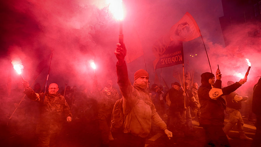Участники марша националистов в&nbsp;Киеве, 14&nbsp;октября 2017