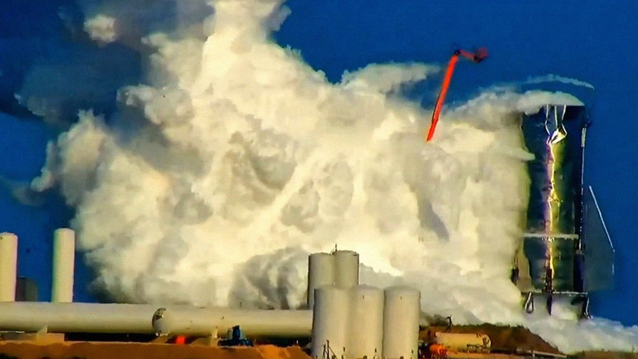 Авария с прототипом ракеты SpaceX, кадр из видео, 20 ноября 2019 года