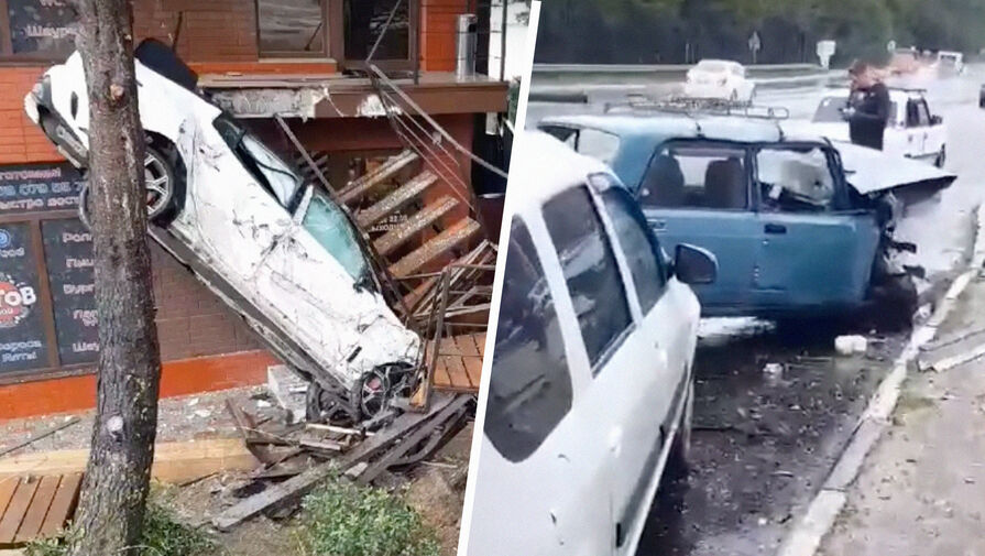 В Крыму автомобиль после ДТП пролетел несколько метров по воздуху и врезался в дом