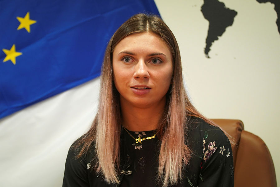Кристина Тимановская на пресс-конференции в Варшаве, Польша, 5 августа 2021 года
