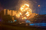 Пожар на Коммунистической улице в Ейске, где упал военный самолет Су-34, 17 октября 2022 года