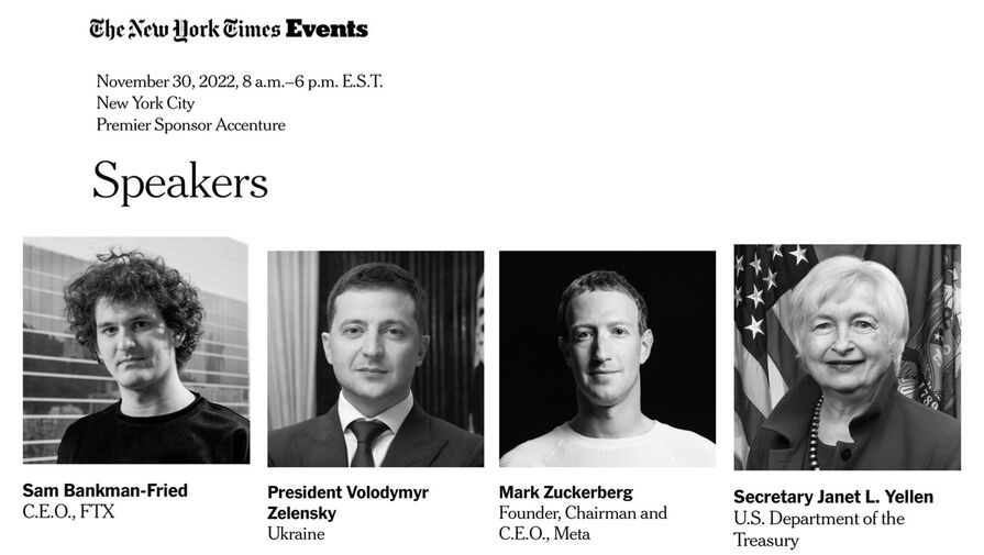 NYT: Зеленский примет участие в конференции с главой криптобиржи FTX и Марком Цукербергом