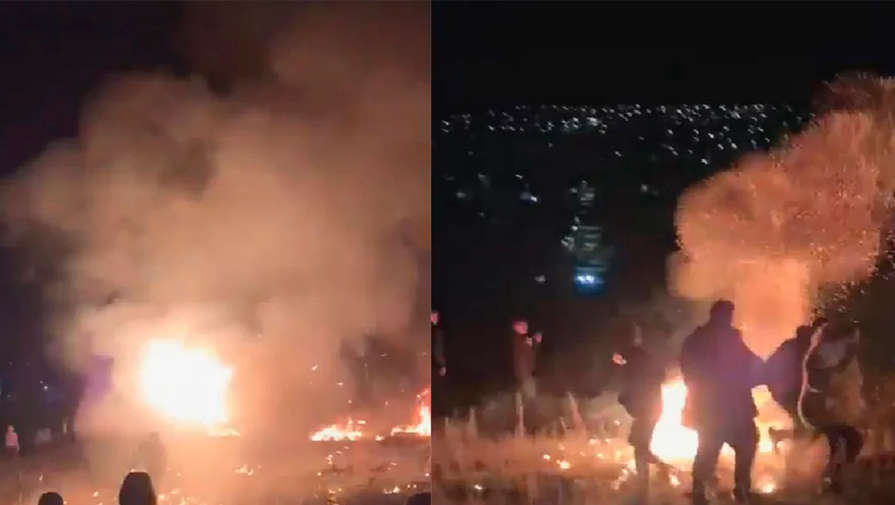 Под Челябинском в женщину во время файер-шоу попала горящая шина