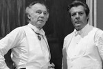 Актеры Марчелло Мастрояни и Иннокентий Смоктуновский (слева) на съемках фильма «Очи черные», 1986 год