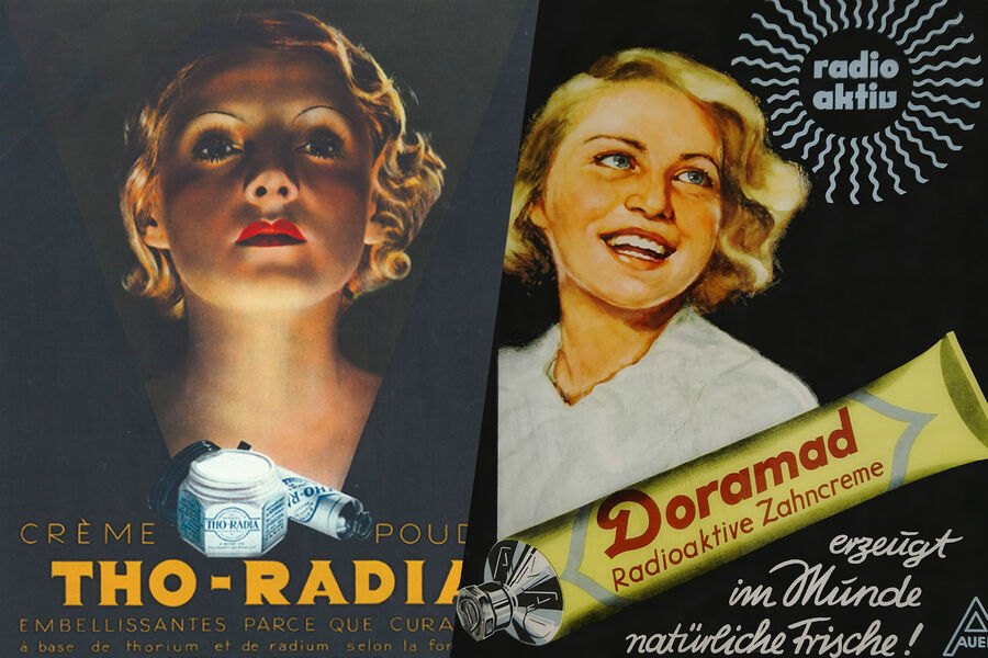 Реклама радиоактивной косметики и радиоактивной зубной пасты
