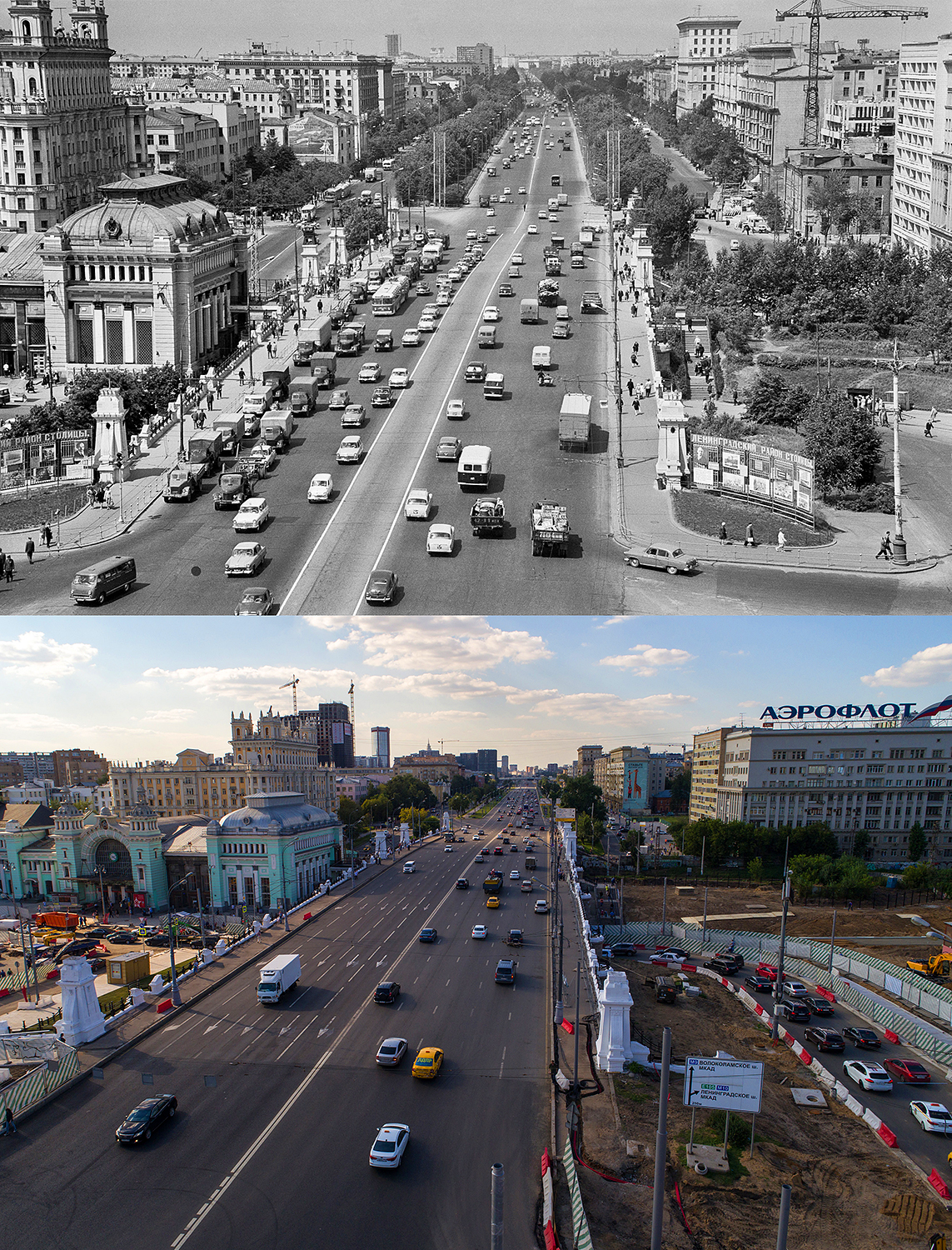 Ленинградский проспект, 1966 и 2017 год