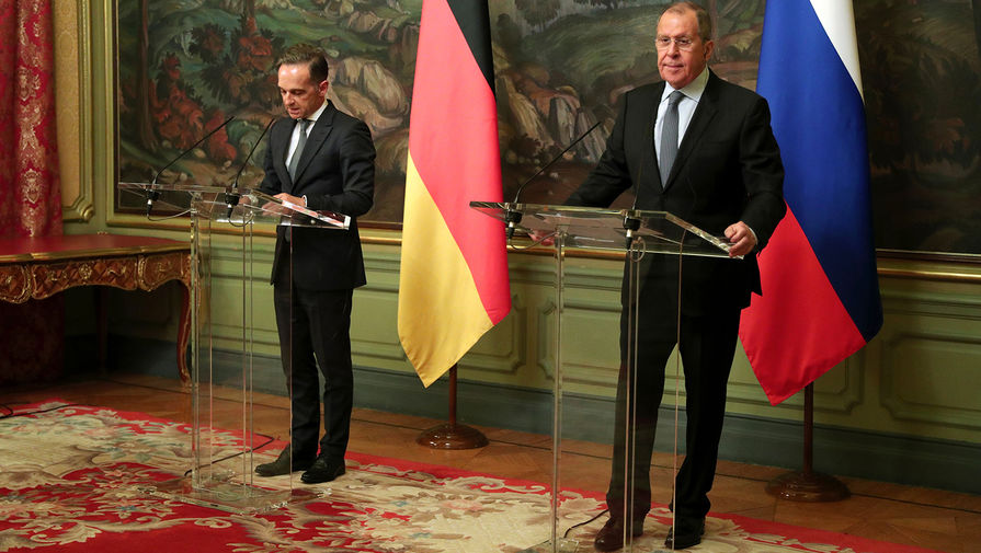Министр иностранных дел Германии Хайко Маас и глава МИД России Сергей Лавров на пресс-конференции по итогам встречи в Москве, 11 августа 2020 года