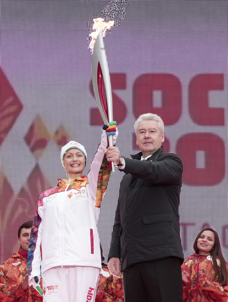 Синхронистка Анастасия Давыдова и мэр Москвы Сергей Собянин.