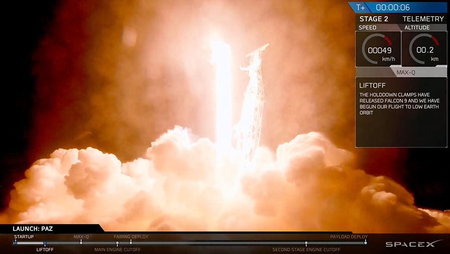 Запуск ракеты-носителя Falcon 9 со спутником PAZ со стартовой площадки авиабазы Ванденберг в&nbsp;Калифорнии, 22 февраля 2018 года
