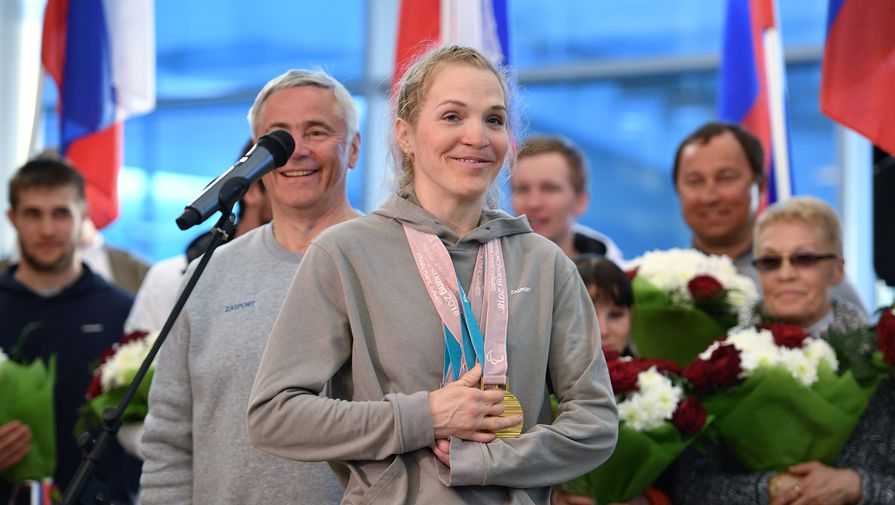 Лыжница и биатлонистка Екатерина Румянцева после возвращения с Паралимпиады-2018