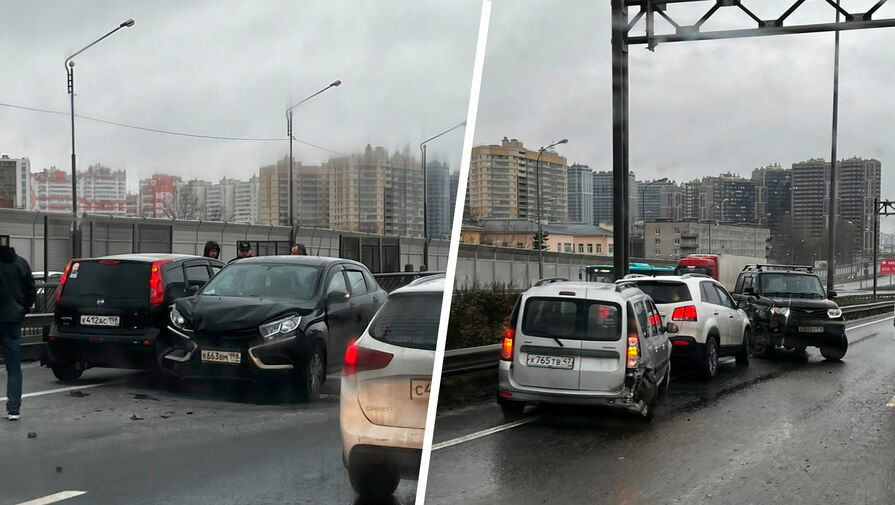 Массовое ДТП произошло на Московском шоссе в Петербурге