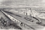 Иллюстрация с конвоем судов в Суэцком канале, опубликованная в Париже в 1868 году