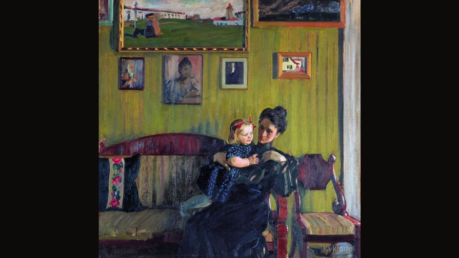 Кустодиев. Портреты жены с дочерью Ириной 