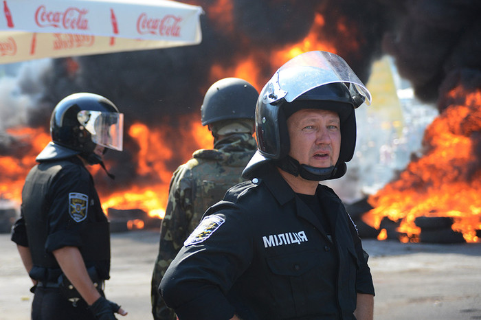 Сотрудники милиции на&nbsp;площади Независимости в&nbsp;Киеве