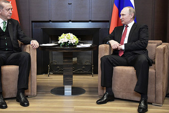 Владимир Путин и Реджеп Тайип Эрдоган во время встречи в Сочи