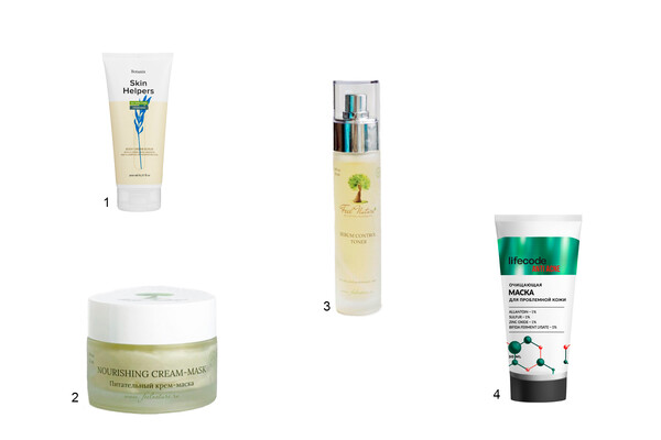 1. Крем-скраб для тела Skin Helpers<br>2. Питательная крем-маска Feel Nature<br>3. Себорегулирующий тоник Feel Nature<br>4. Очищающая маска для проблемной кожи Anti Acne от lifecode