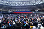 Участники митинга в поддержку кандидата в президенты РФ Владимира Путина «За сильную Россию!» на стадионе «Лужники», 3 марта 2018 года