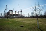 Строящийся объект «Укрытие» — новый экологически чистый саркофаг (конфайнмент) над четвертым энергоблоком в чернобыльской зоне отчуждения, 2013 год 