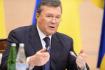Виктор Янукович во время первой пресс-конференции в Ростове-на-Дону после того, как он покинул Украину, 2014 год