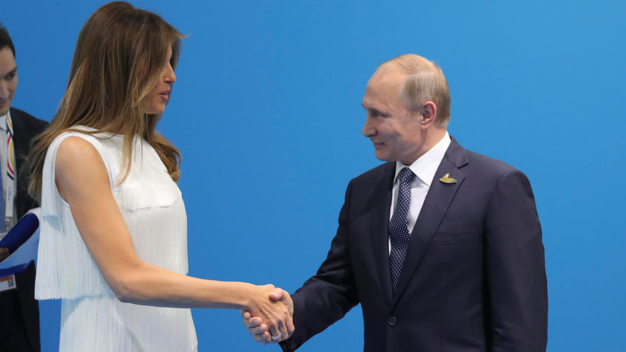 Первая леди США Меланья Трамп и президент России Владимир Путин, 7 июля 2017 года