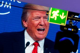 Президент США Дональд Трамп во время Всемирного форума в Давосе, 26 января 2018 года