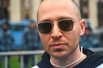 Рэп-исполнитель Оксимирон (Oxxxymiron) на митинге в поддержку незарегистрированных кандидатов в Мосгордуму на проспекте Академика Сахарова в Москве