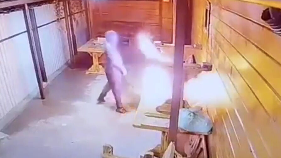 Трое мужчин спалили банный комплекс в Омске и это попало на видео