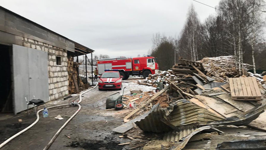 Последствия пожара на территории тепличного комплекса в деревне Нестерово в Московской области, 7 января 2020 года