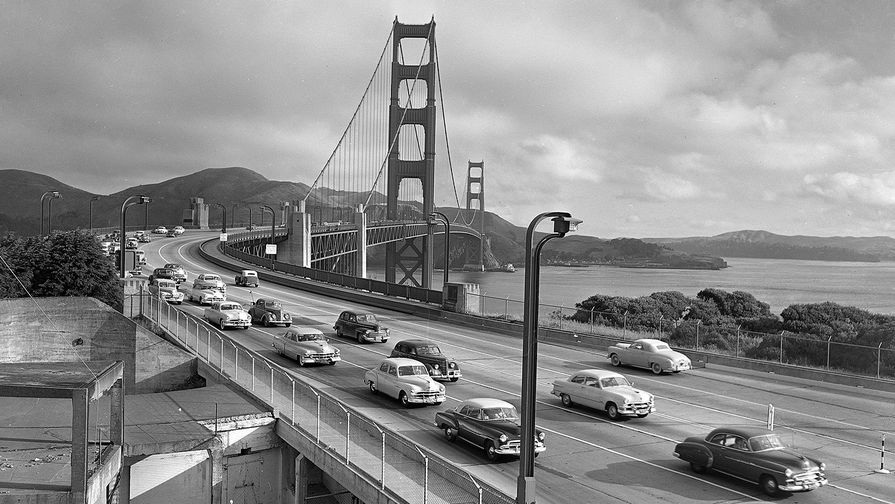 Утренний трафик на мосту «Золотые ворота», 1952 год