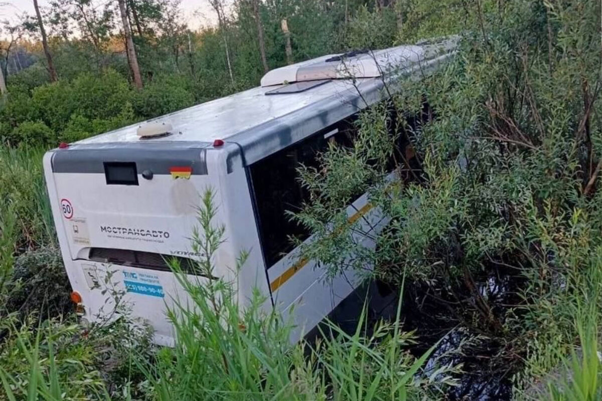 В Подмосковье попал на видео пассажирский автобус, улетевший в кювет -  Газета.Ru | Новости