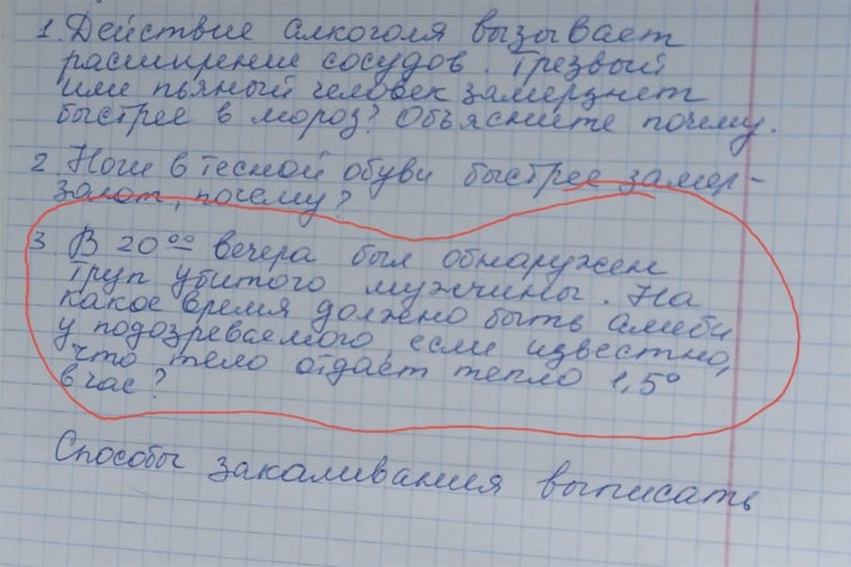 В Тобольске школьников попросили решить задачу о скорости остывания трупа -  Газета.Ru | Новости