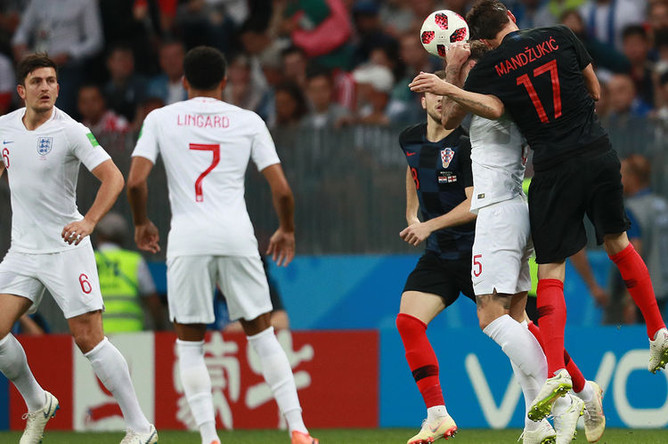 Во время полуфинального матча чемпионата мира по футболу между сборными Хорватии и Англии, 11 июля 2018 года