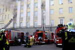 На месте тушения пожара в здании Министерства обороны России