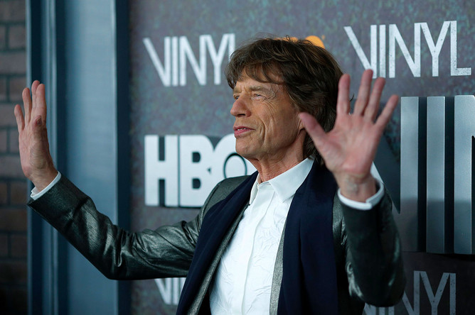 Музыкант Мик Джаггер на премьере музыкальной драмы «Винил» в Нью-Йорке