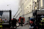 На месте тушения пожара в здании Министерства обороны России