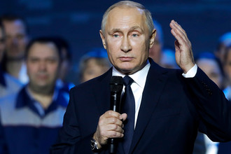 Владимир Путин на митинге, посвященном 85-летию Горьковского автомобильного завода в Нижнем Новгороде, 6 декабря 2017 года