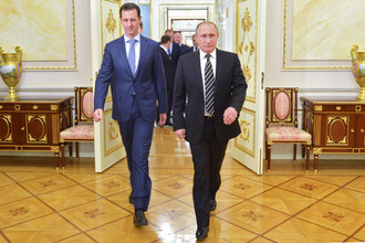 Президент России Владимир Путин и президент Сирии Башар Асад во время встречи в Кремле, 20 октября 2015 года