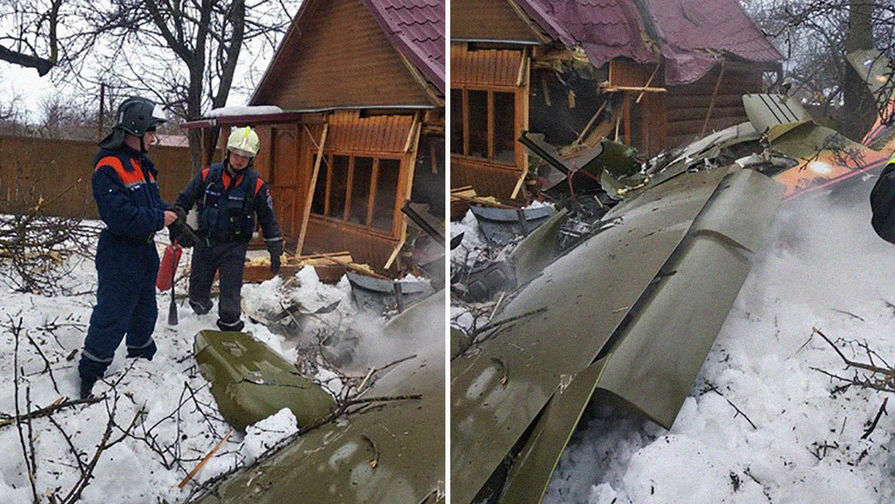 Последствия крушения легкомоторного самолета в СНТ «Отдых-3» в Подмосковье, 28 февраля 2019 года, коллаж