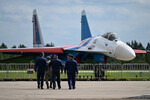 Самолет Су-35С на выставке в рамках Международного военно-технического форума «Армия-2023» в Кубинке