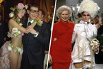 Летиция Каста с модельером Ивом Сен-Лораном на показе коллекции Yves Saint Laurent 2000 (слева) и модель с модельером Вивьен Вествуд на показе коллекции Vivienne Westwood 1996-1997