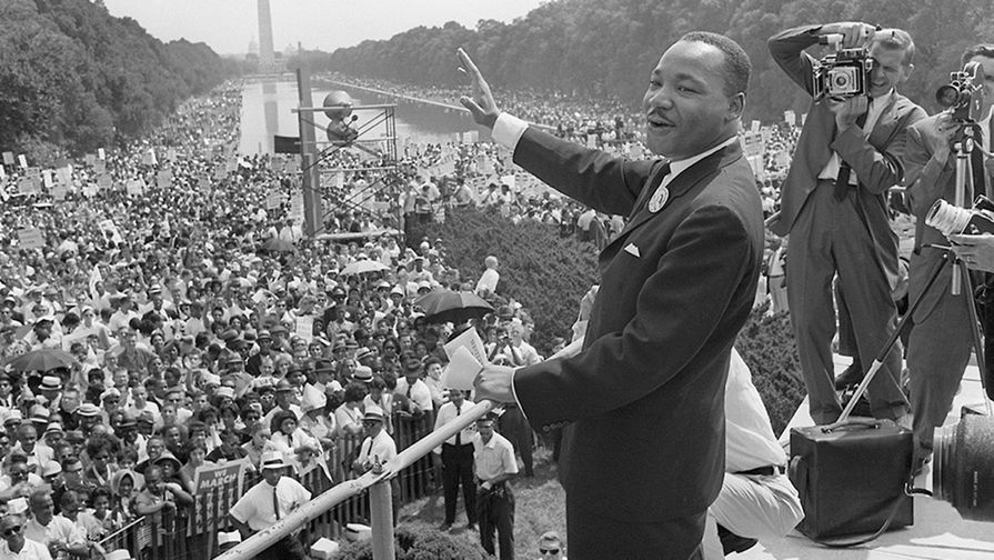 Мартин Лютер Кинг &mdash; борец за&nbsp;гражданские права &mdash; выступает на&nbsp;вашингтонском моле во время «Марша на&nbsp;Вашингтон», 1963 год 